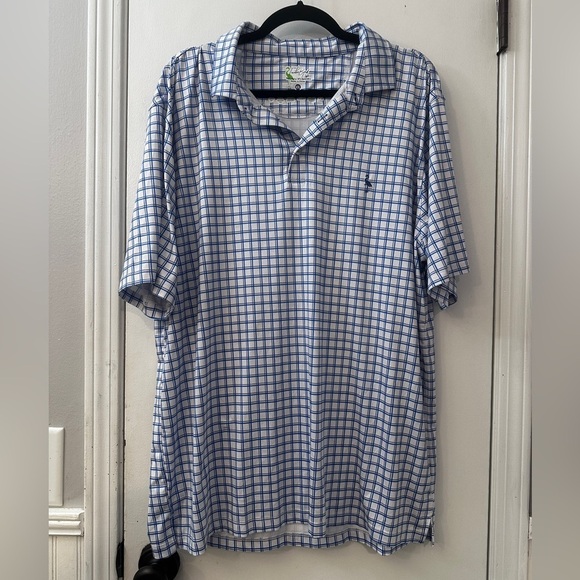 TailorByrd Men’s XXL Blue Check Polo Shirt Stretch Golf Casual Lightweight - Picture 2 of 11